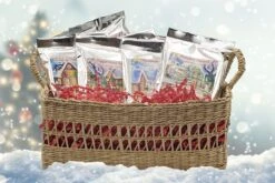 Holiday Coffee Gift Tags 12 Holiday Coffee Gift Tags -Monin Shop painted scene basket